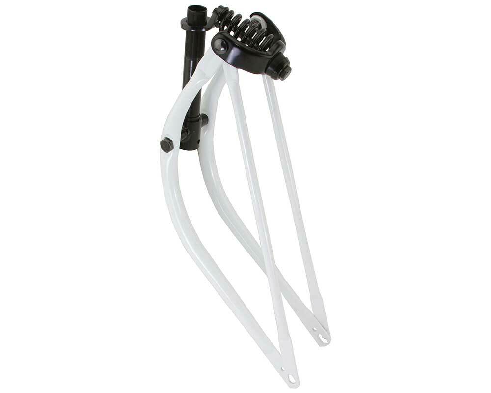 Heavy Duty Steel Plated 1″ Threaded Springer 20″ Bent Spring Fork 1″ Black/White