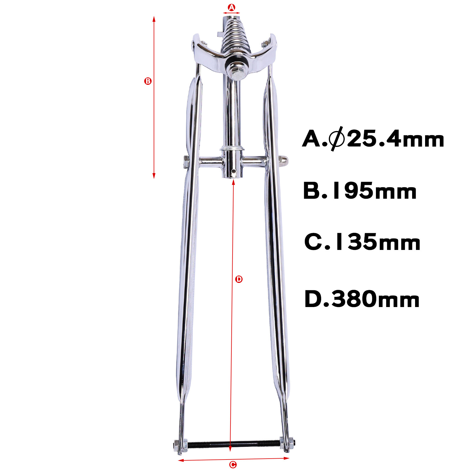 Tracer 1” Steel Springer Bike Fork Threaded for 20*3.0 FAT Tire Coaster Brake