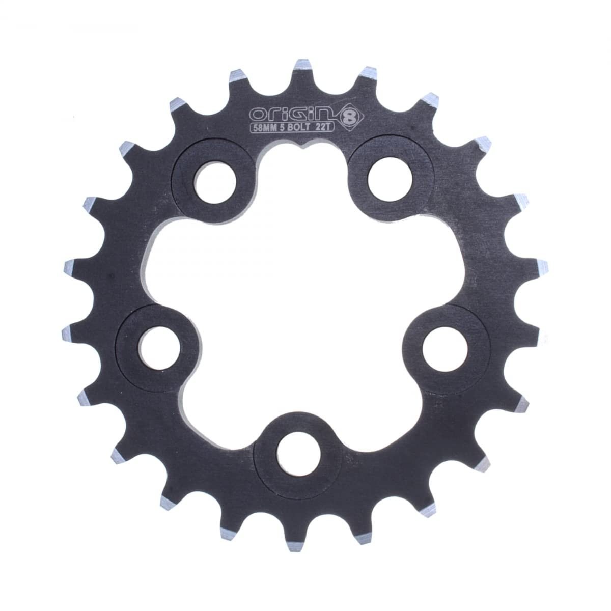 Origin8 Alloy Ramped Chainrings, 58mm x 22t, Black/Silver