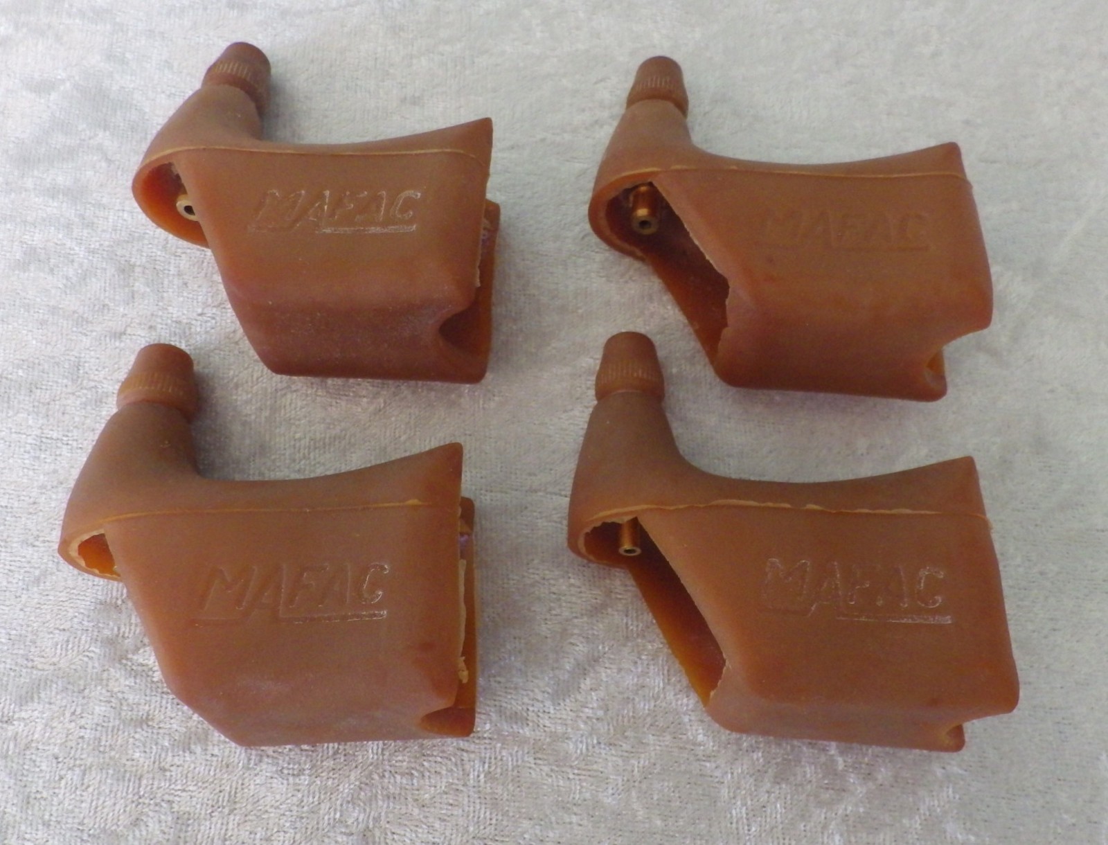 4 MAFAC vtg gum brown tan brake lever hoods lot NOS 1970s with barrel adjusters