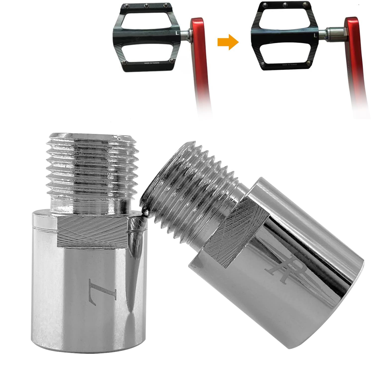 Bike Pedal Extenders Pair Chrome Moly Steel Short Arm Extensions Bike Gear