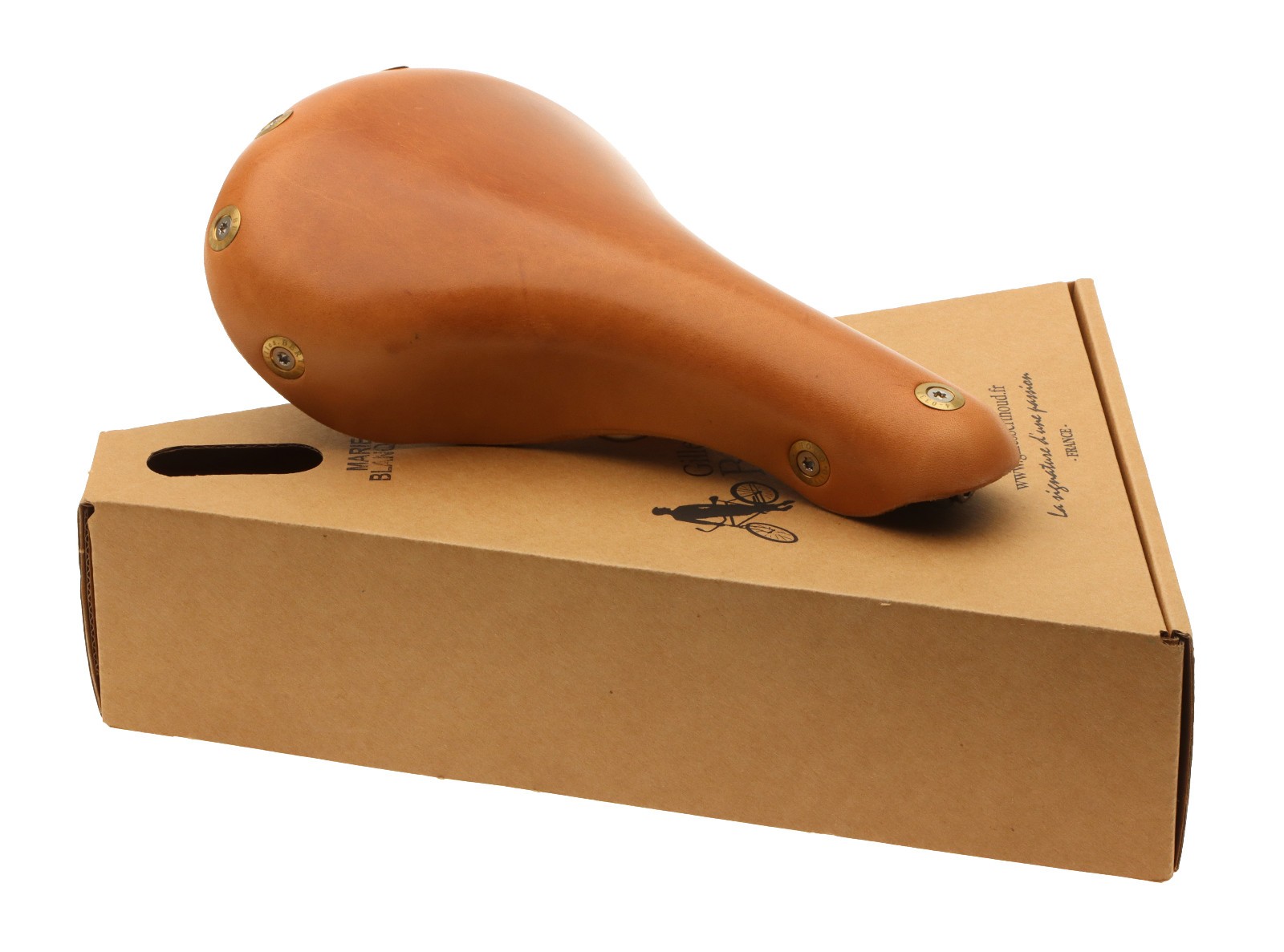 Gilles Berthoud Marie Blanque Saddle Steel Rails Hard Leather Natural NEW NOS