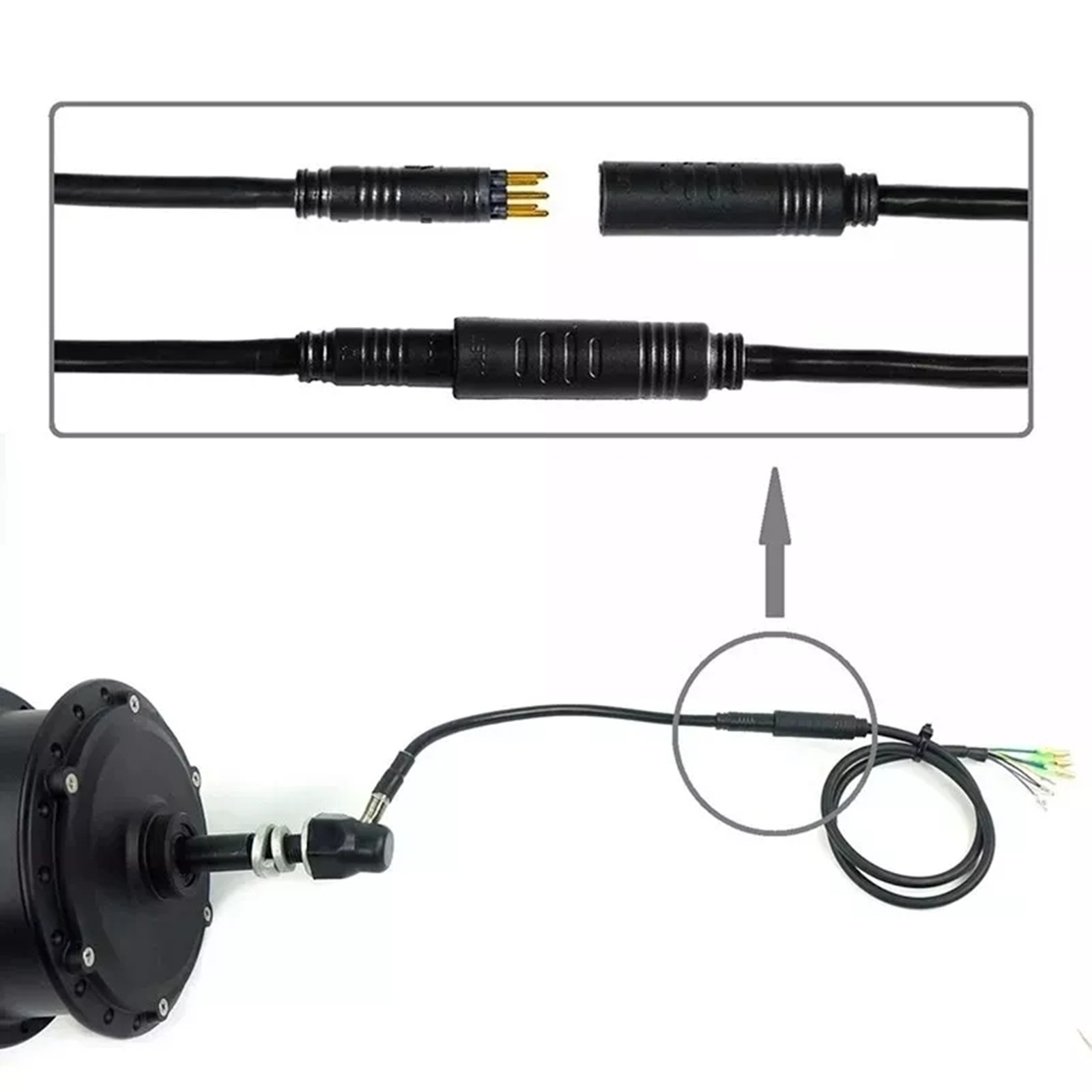 2* E-bike Motor Extension Cable 9 Pin Male For Front Rear Wheel Hub Motors