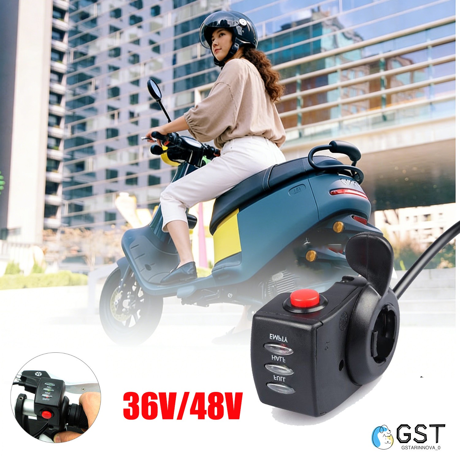 36V 48V Handlebar Battery Indicator Thumb Throttle Speed Control E-Bike Scooter