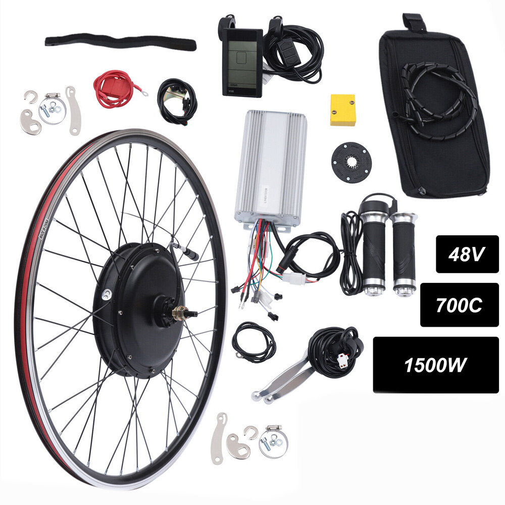 Ebike 1500W 48V Waterproof Conversion kit Rear Motor Wheel 700C LCD Display