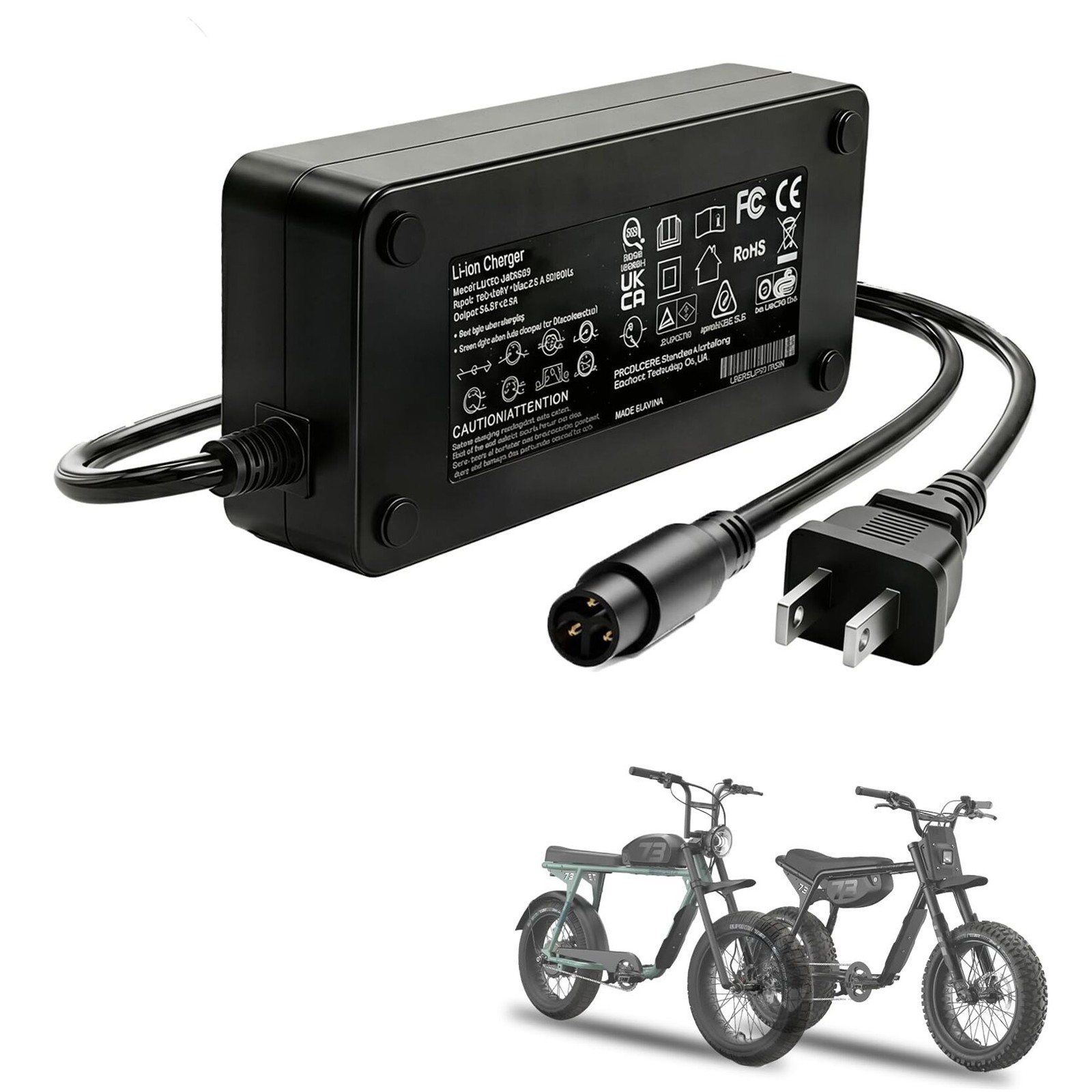 54.6V 3A Fast Battery Charger for Super 73,with 3-Pin Connector for Black Mini