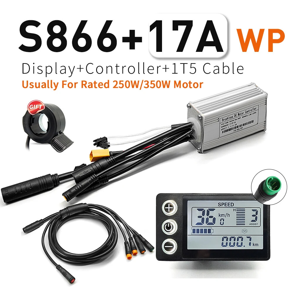 E-bike 36V/48V 17A 40A Three-Mode Sine Wave Controller with 866 LCD Display