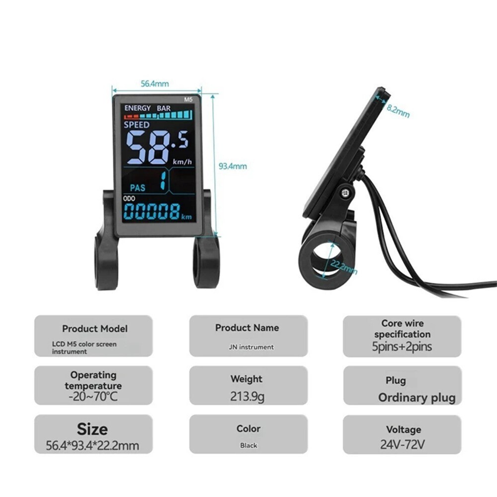 Electric Bike 24V 36V 48V 52V 60V 72V Speed Meter M5 LCD Display Panel Screen