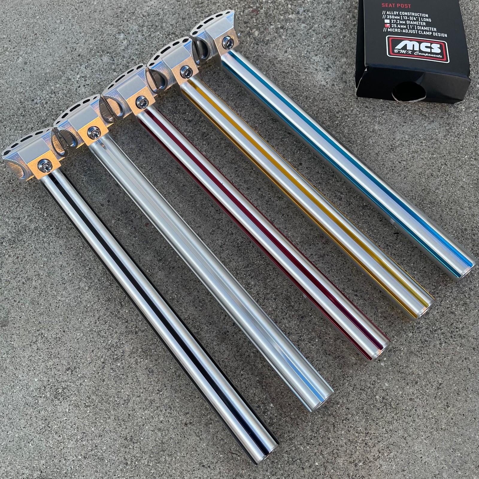 MCS ALLOY FLUTED SEAT POST 25.4MM BMX BIKE SEATPOSTS GT SE HARO REDLINE DYNO