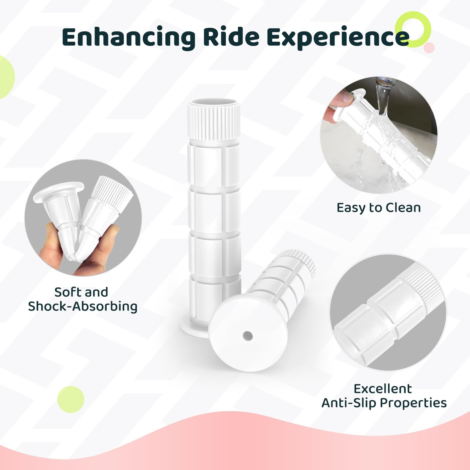 SAPLIZE Bike Handlebar Grips, for Kids Girls Boys Bikes, Balance 4.9″, White
