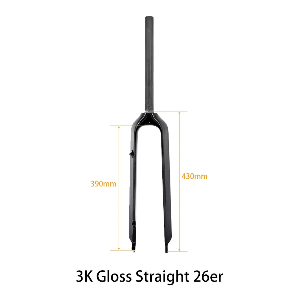 Full Carbon Fiber MTB Rigid Front Fork 26 27.5 29er Disc Brake External Cable