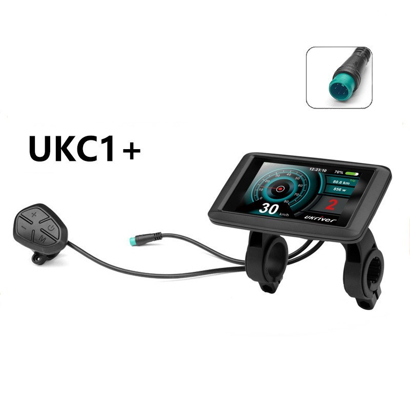 E-Bike Compatible UKC1+ Smart LCD Color Screen with light wire 5PIN WP plug.
