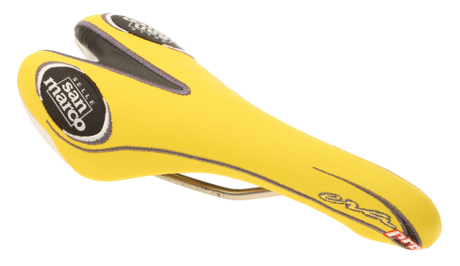 Selle San Marco Era Pro Saddle Titanium Rails Yellow Leather 2001 NIB NOS NEW