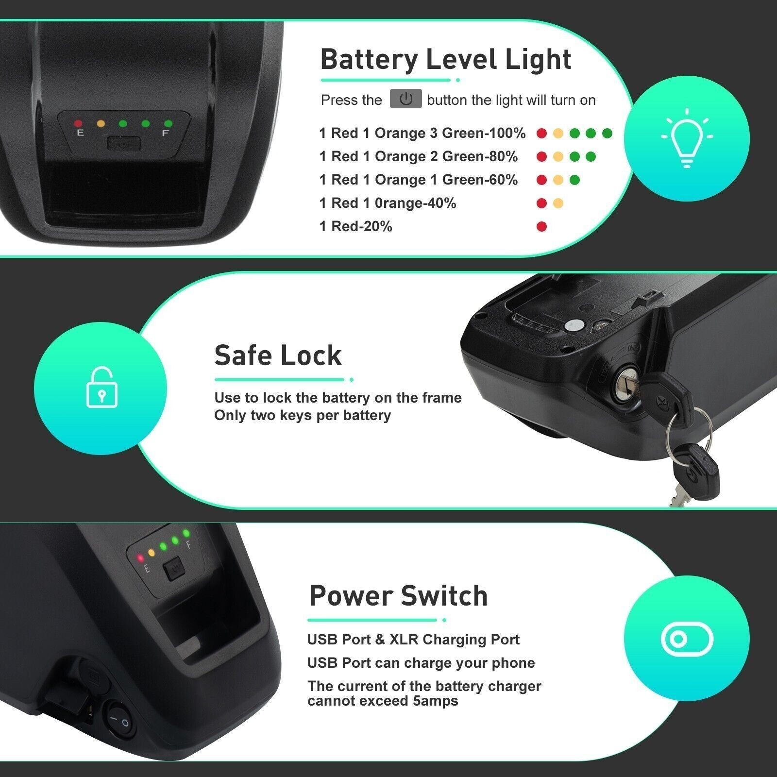 48V 15Ah Hailong Ebike Battery for 200W-1920W Electric Bike Lithium Battery BMS