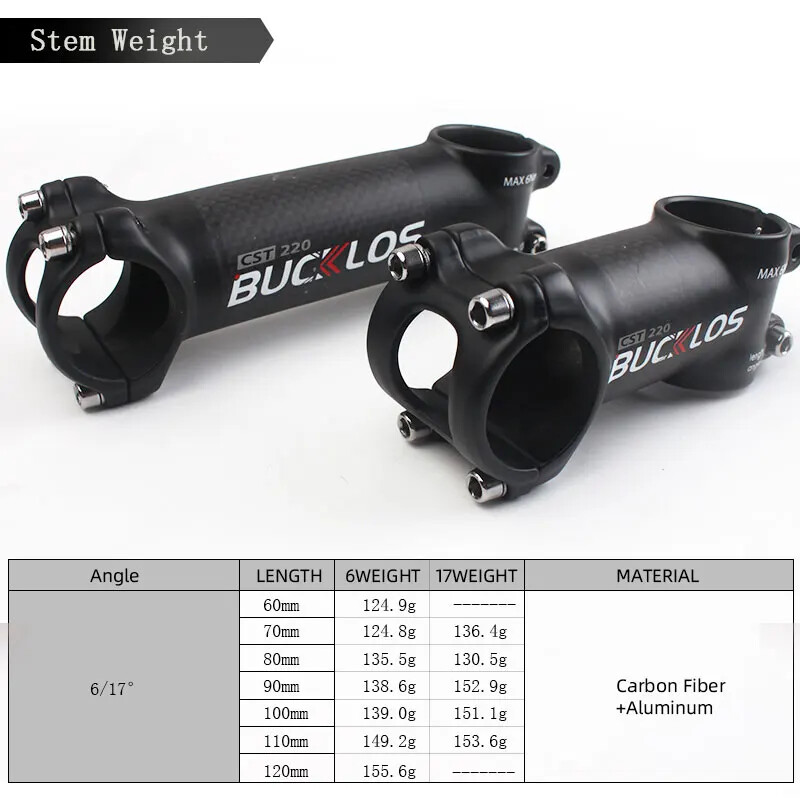 6/17 Degree Mountain Power Bike Carbon Ultralight Stem 70/80/90/100/110mm