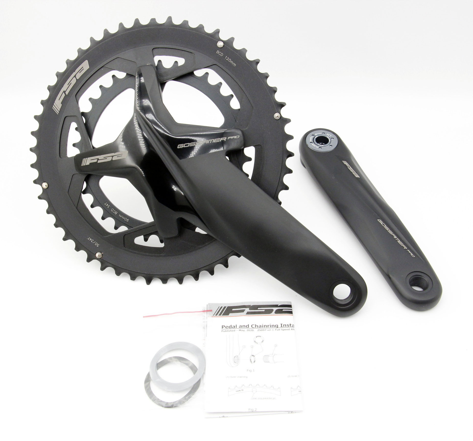 FSA Gossamer Pro 50/34T Compact Crankset 170mm BB386 EVO 30mm Spindle Alloy