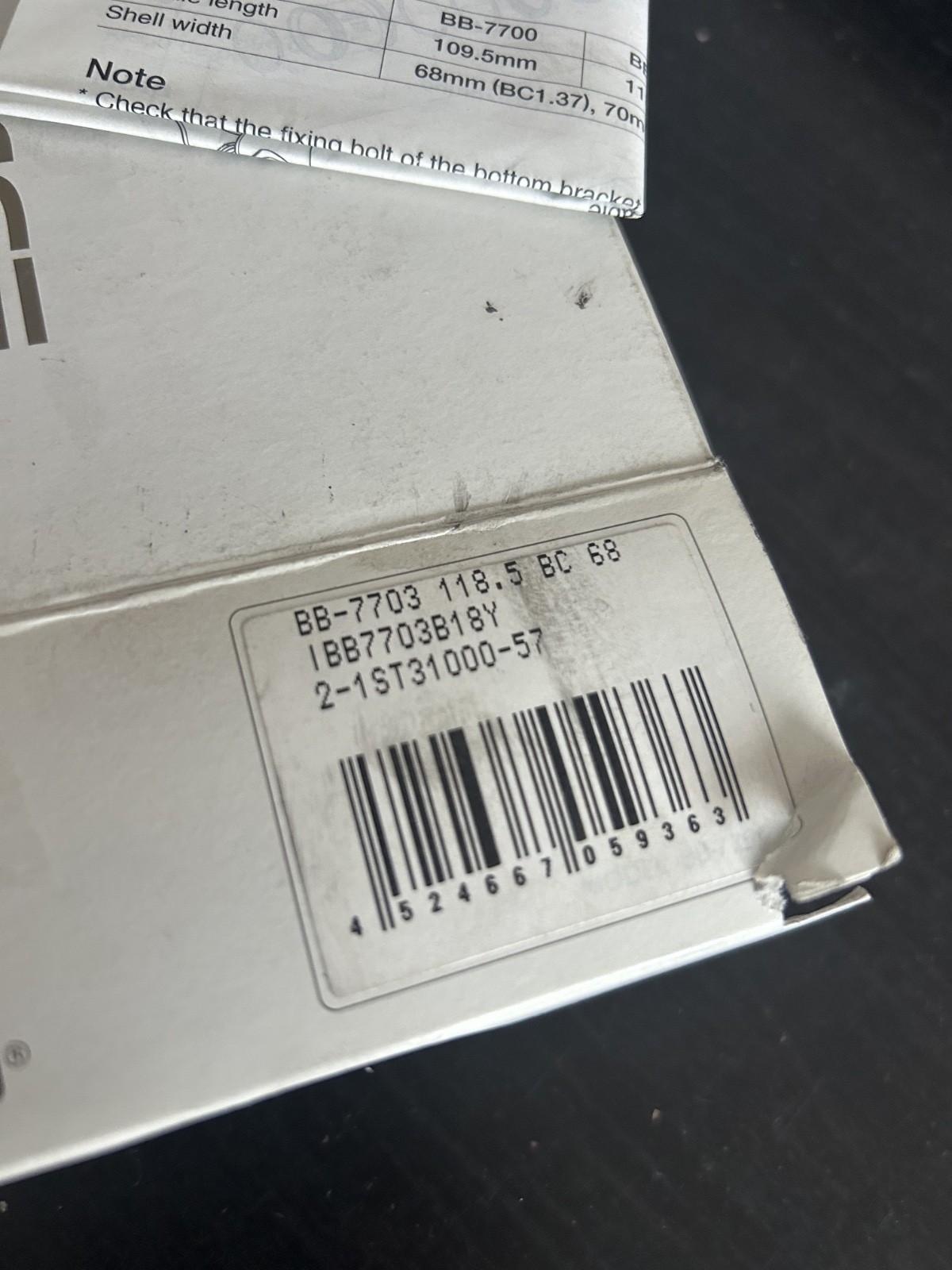 NEW Bottom Bracket Shimano Dura-Ace BB-7703, 1.37″x24/68 118.5mm Octalink V1 NOS