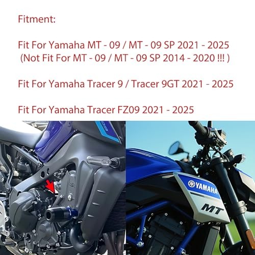 Blue CNC Frame Sliders Fit for Yamaha MT-09/MT-09 SP (2021-2025) & Tracer