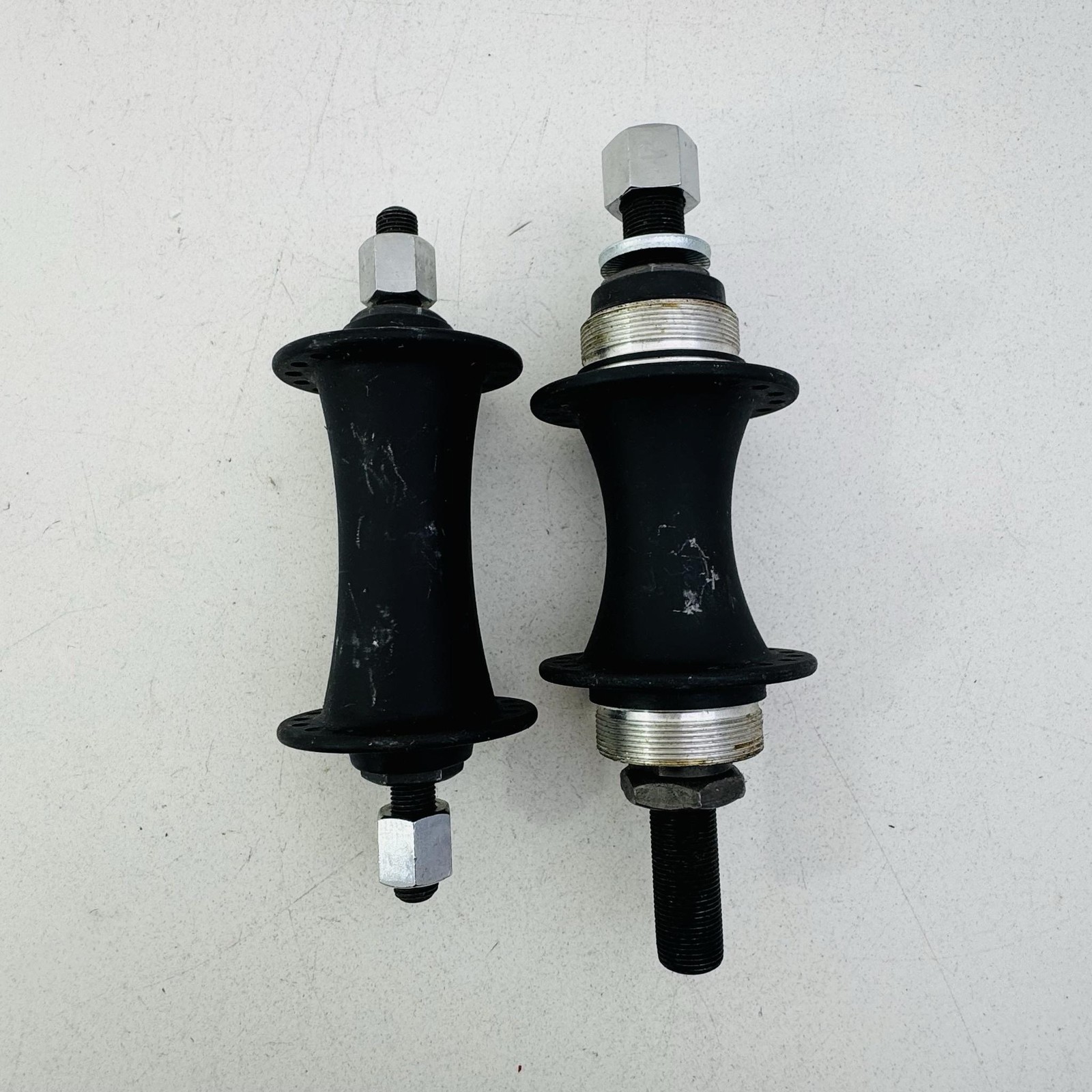 BMX Bike Hubs Set 36H 14mm Axle Black Steel Threaded Front Rear NOS Pair A43