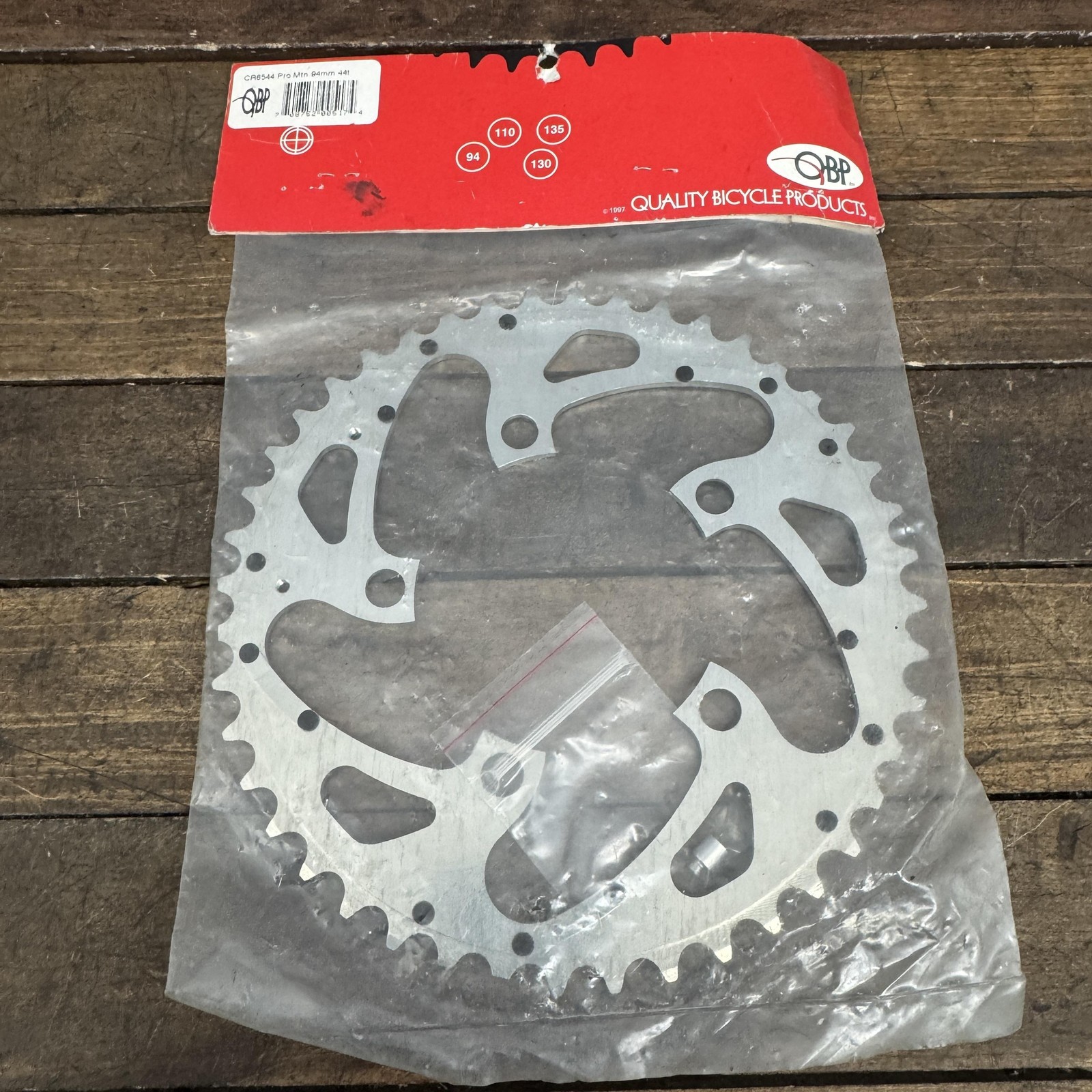 Vintage QBP 44T Chainring 94 BCD 5-Arm NOS Silver Aluminum MTB USA 44 Tooth