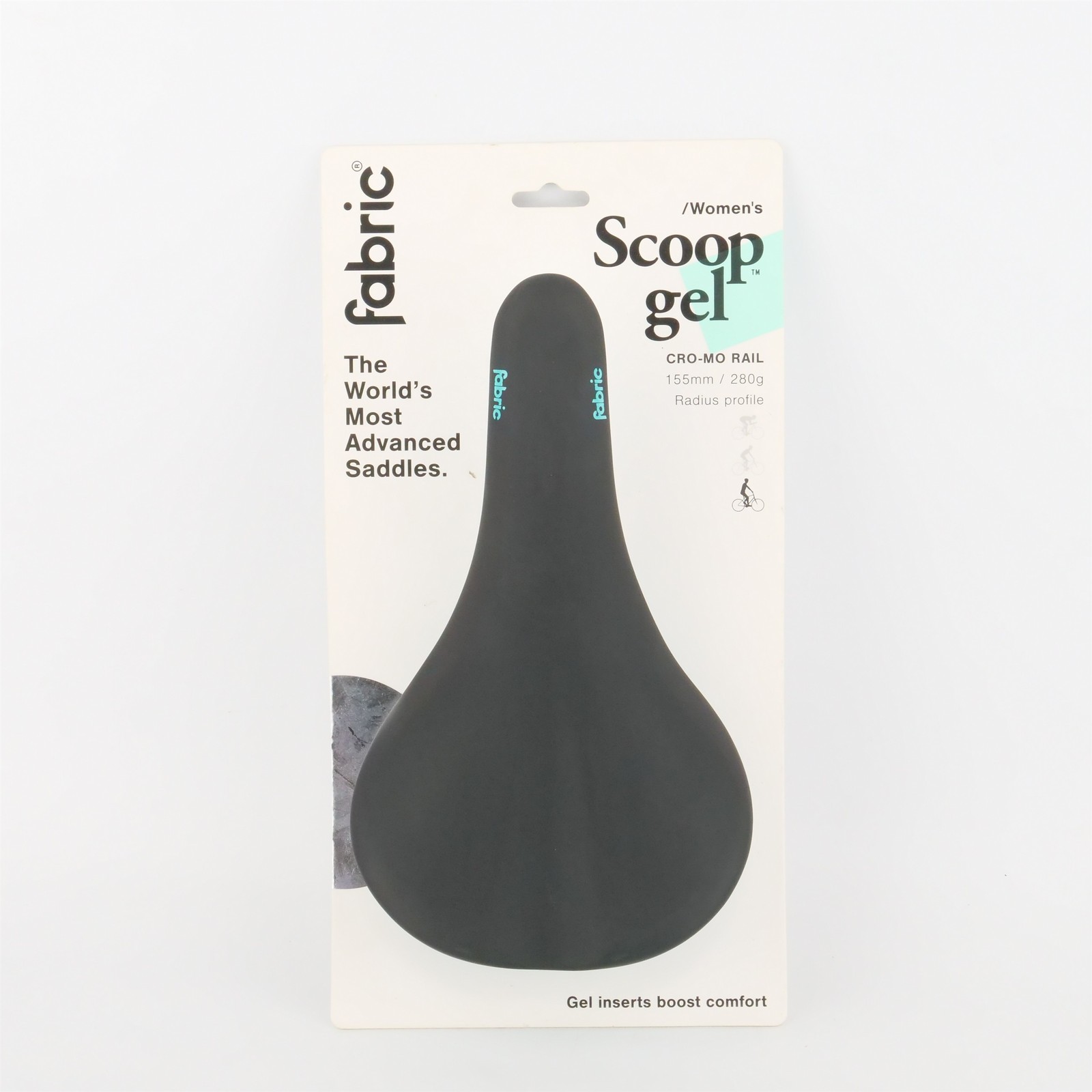 Fabric Scoop Elite Gel Radius Women’s Saddle 155 x 260mm Cro-Mo Rail Black 280g