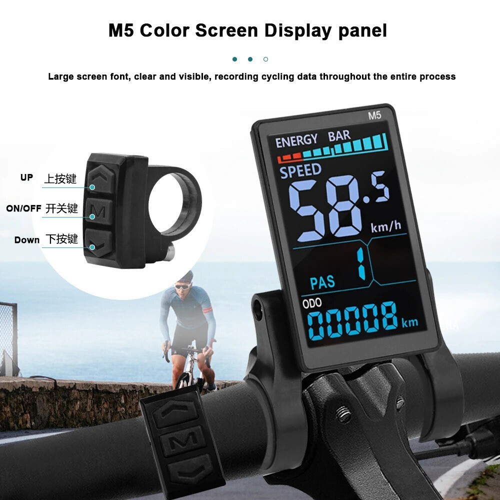 Electric Bike 24V 36V 48V 52V 60V 72V Speed Meter M5 LCD Display Panel Screen