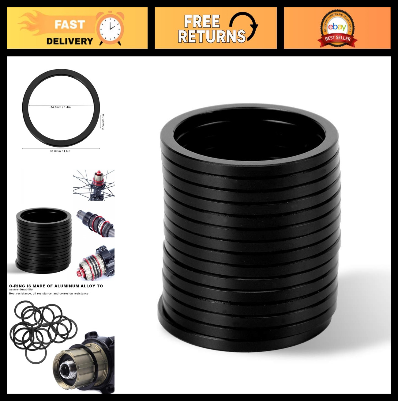 15Pcs Aluminum Alloy Bike Spacer Washers for 8/7-Speed Flywheel Hub Gasket