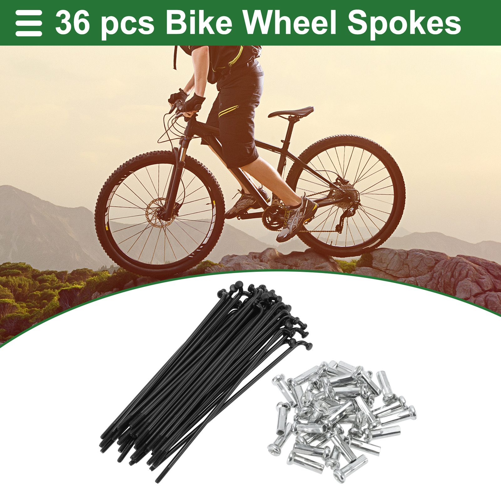 1 Set 14G 89mm Length Bicycle Spokes Nipple Carbon Steel Black Universal