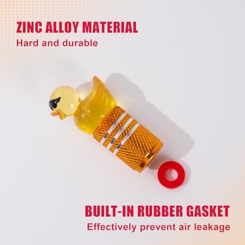 8Pcs Duck Tire Valve Stem Caps – Cute Car Valve Stem Cap – Yellow