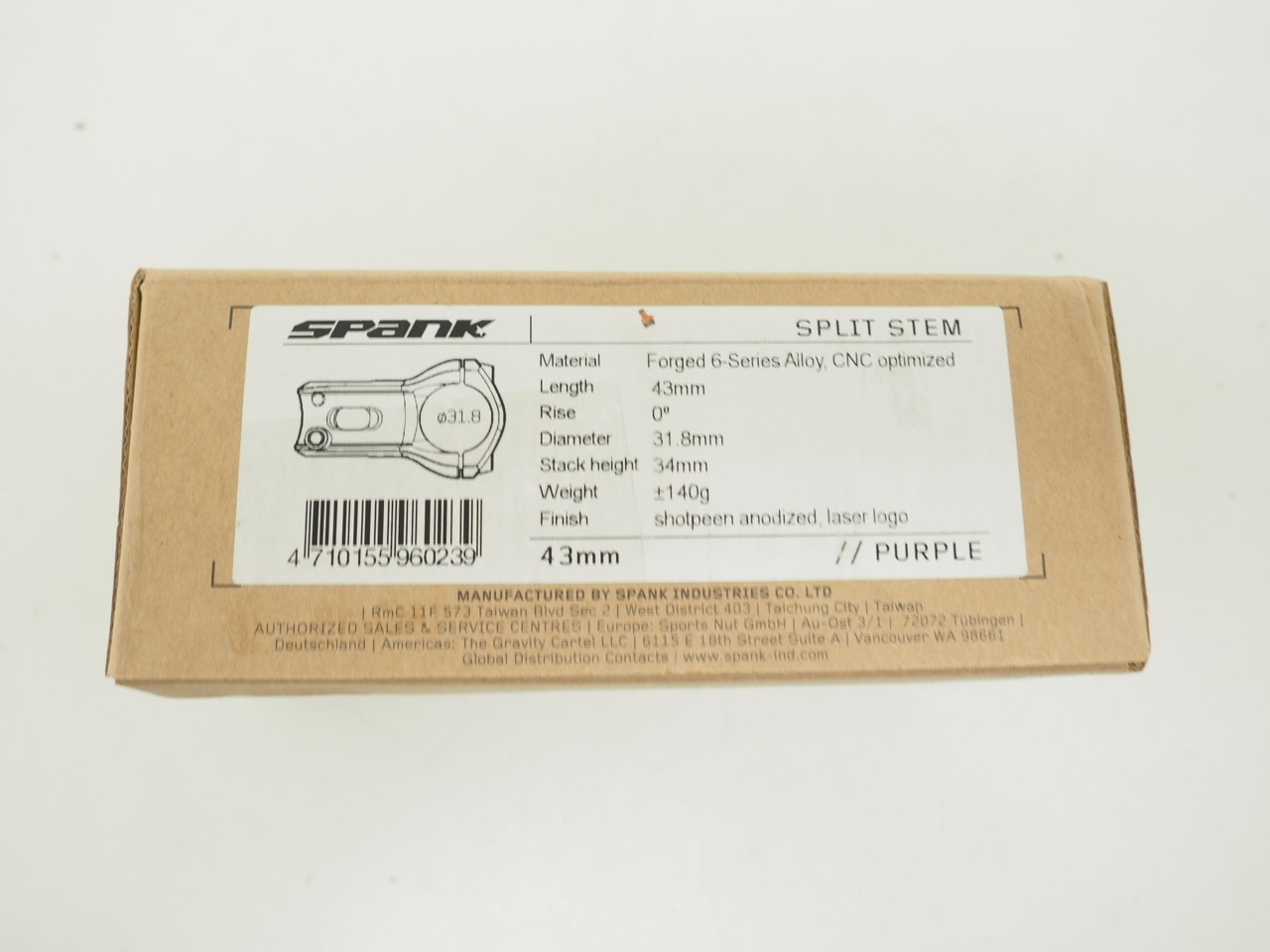 New! Spank Split 43 Mountain Bike Stem Purple 31.8mm x 43mm x 1-1/8″ 145g