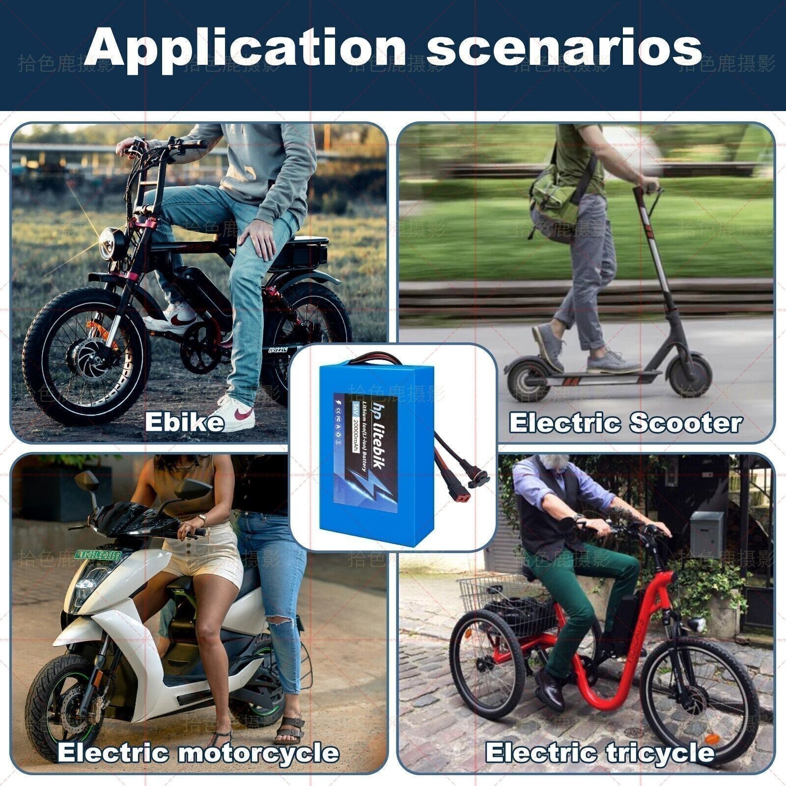 36V 48V 10/14/20AH Lithium Ebike Battery 30A BMS For 100W-1500W Electric Bicycle