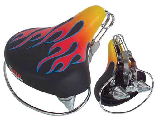ORIGINAL! 10″ LONG ULTRA-COMFI BEACH CRUISERS SADDLE WEB SPRING FLAMES.