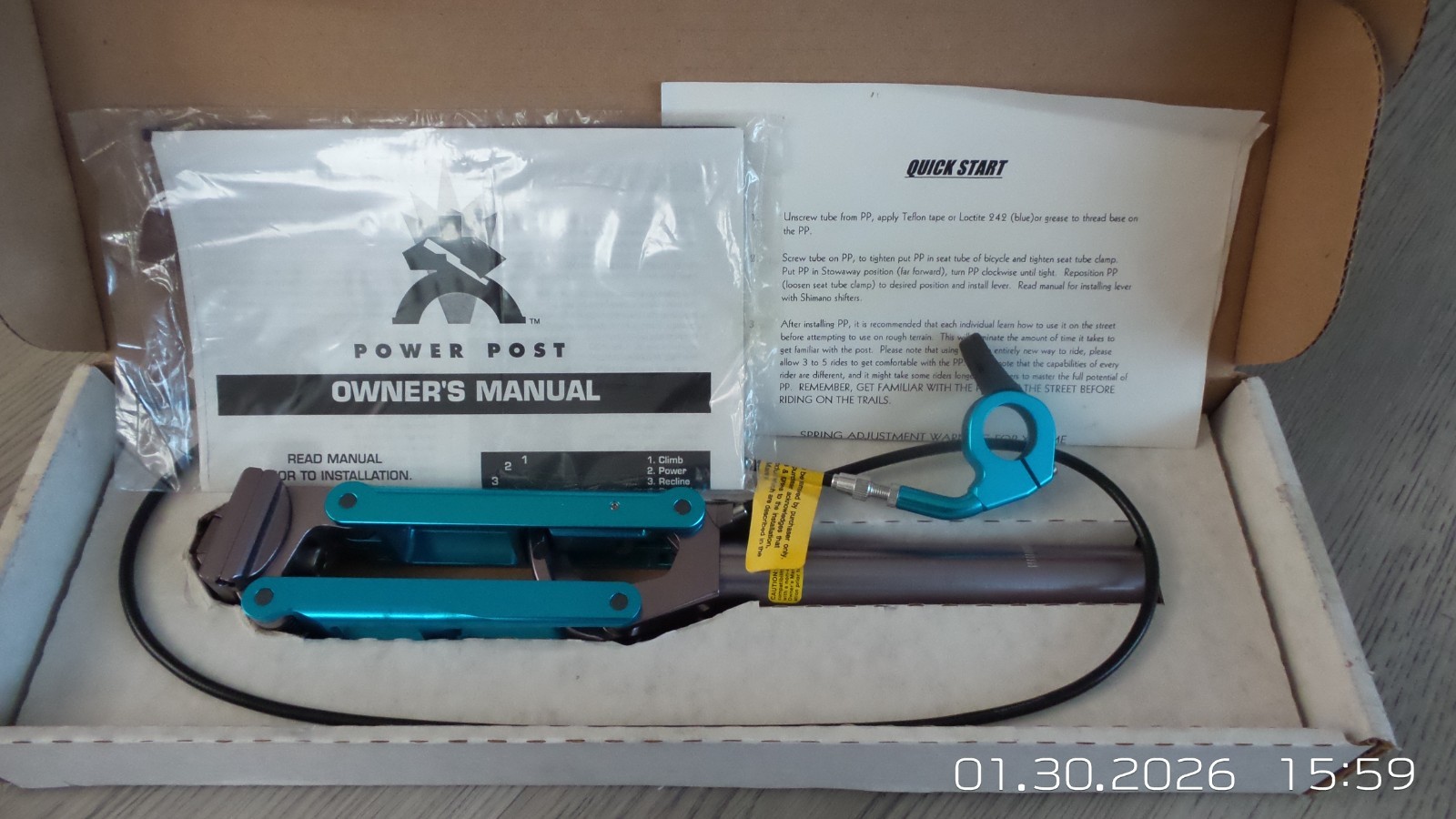 Power Post Max Dropper Seatpost 4 Position Anodized Blue Turquoise 27.2mm