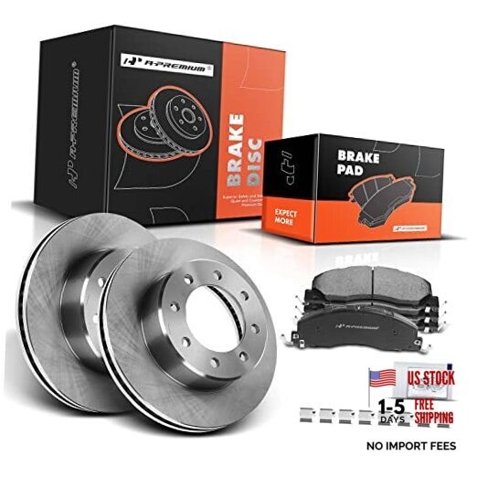 14.17 in (360 mm) Disc Brake Rotors + Ceramic Pads Kit Compatible Front Vented