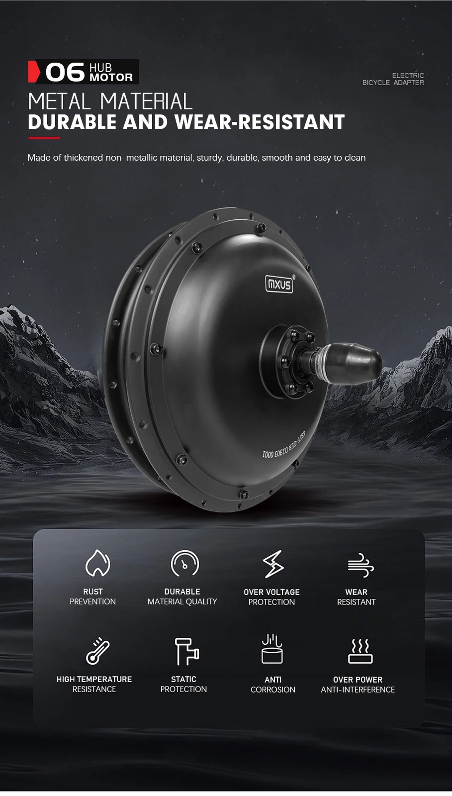 48V 1000W Front Rear Brushless Gearless Hub Motor Mountain E-bike Conversion Kit