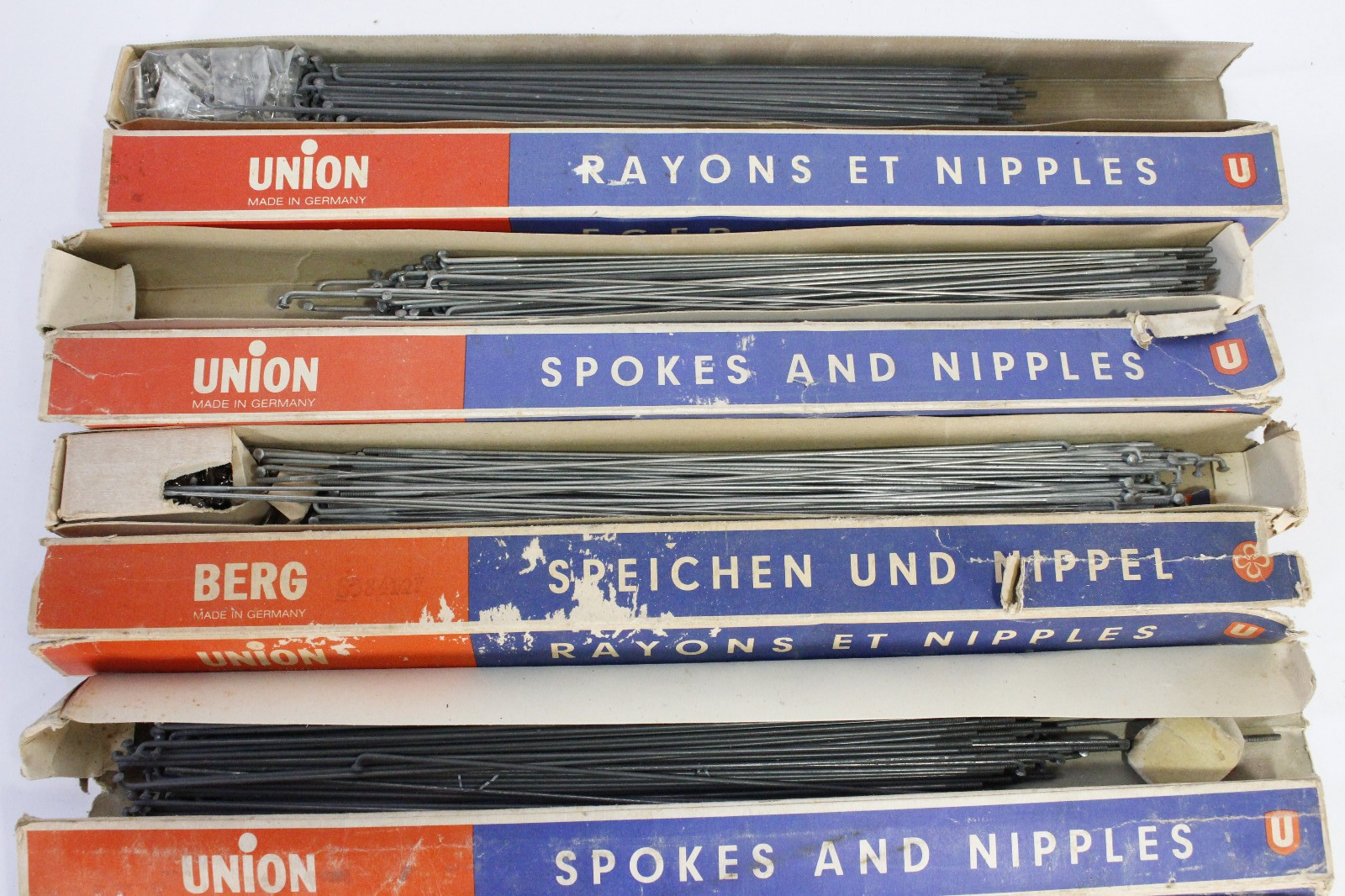 (10) Berg Union Bike Spokes/Nipples Boxes Assorted Sizes NOS 1980s Germany