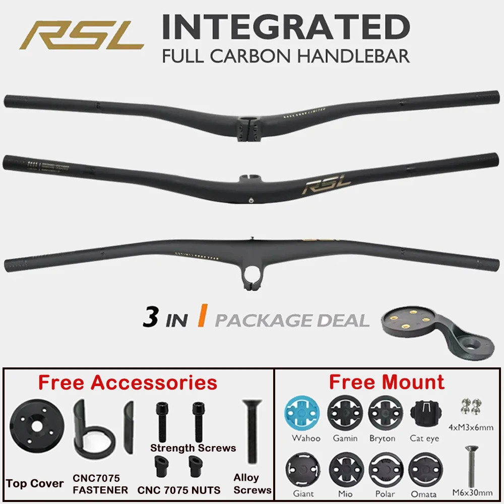Full Carbon MTB Integrated Bicycle Handlebar 0 Degree 27.5mm Rise 760-800mm