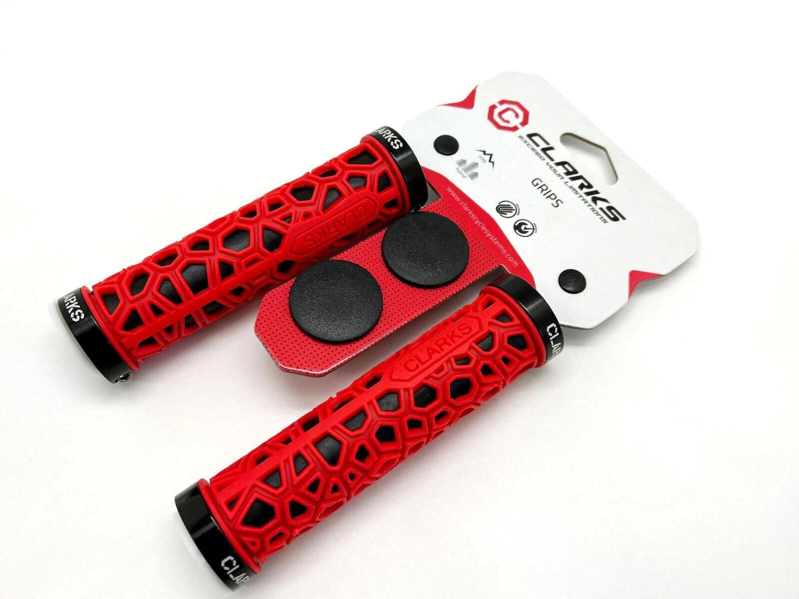 Clarks CLO-208 MTB / Hybrid Lock-On Grips – Red/Black