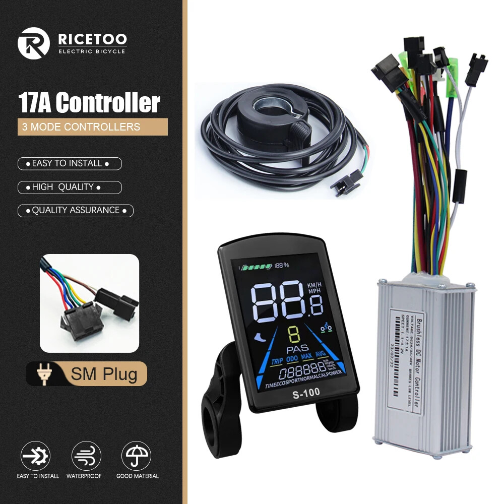 Ebike 3 Mode Sine Wave Controller 17A 26A 30A 40A with Color S-100/H-100 Display