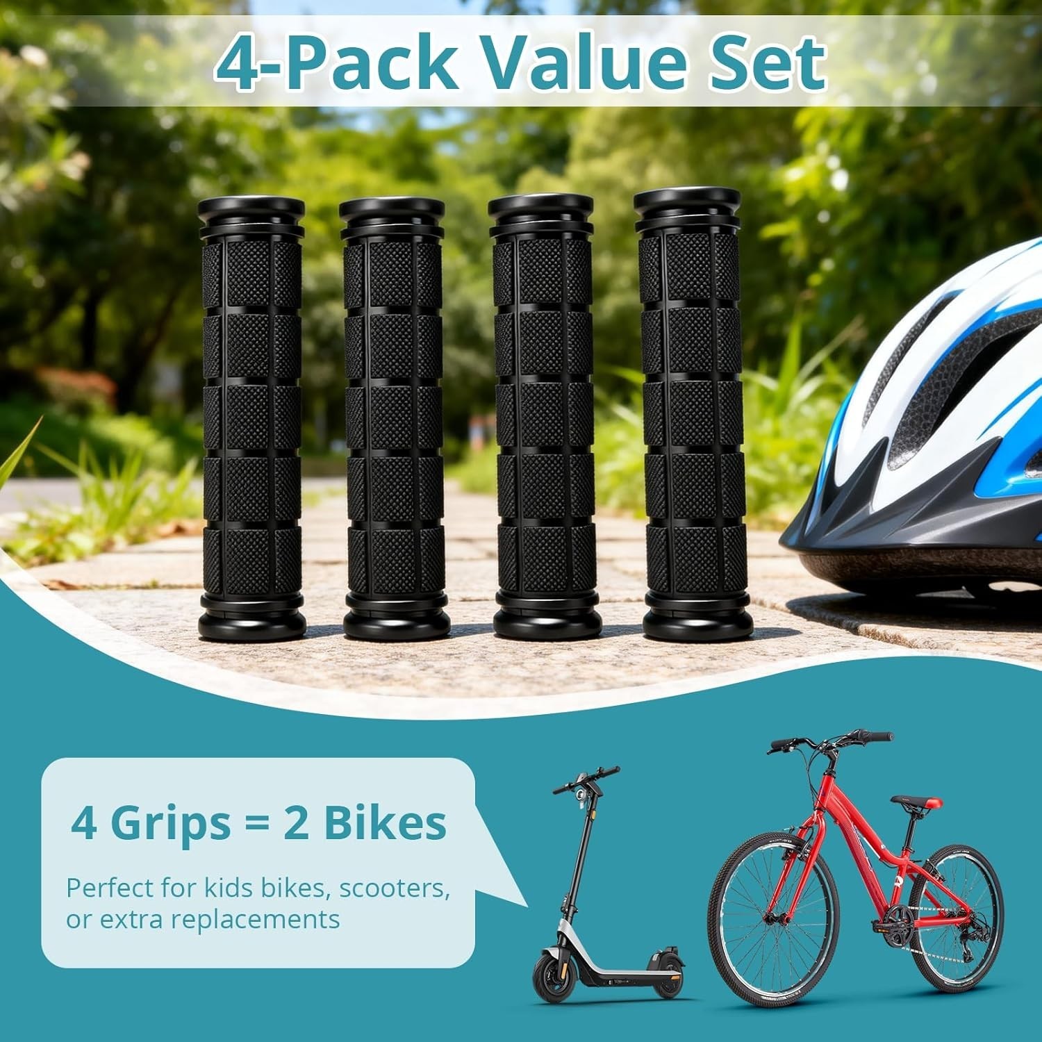 4 PCS Non-Slip Rubber Bike Handlebar Grips for Kids & BMX Bikes – Easy Install