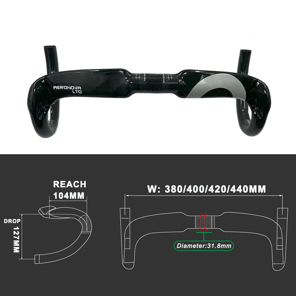 Road Bicycle Carbon Breaking The Wind Bend Handlebar 31.8*400-440mm Bent Bar