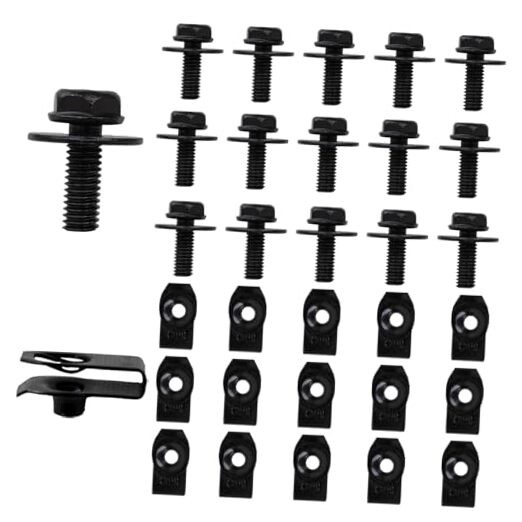 Car Bolts M6-1.0 Hex Head Body Bolts&Extruded U-Nuts Kits, Bumper 30 count