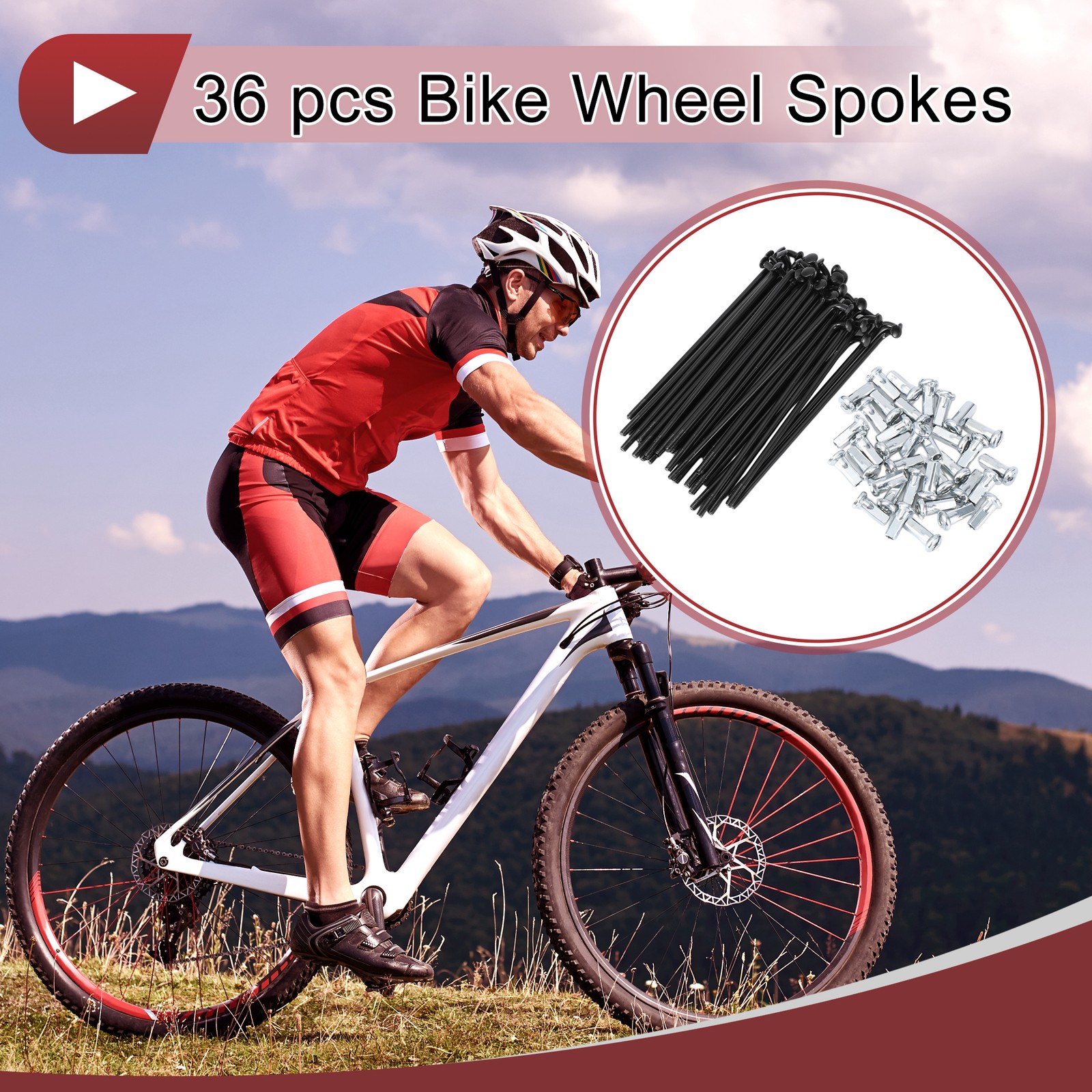 36 Set 12G Bicycle Spokes 89mm Bike Wheel Spokes 45 Steel Black