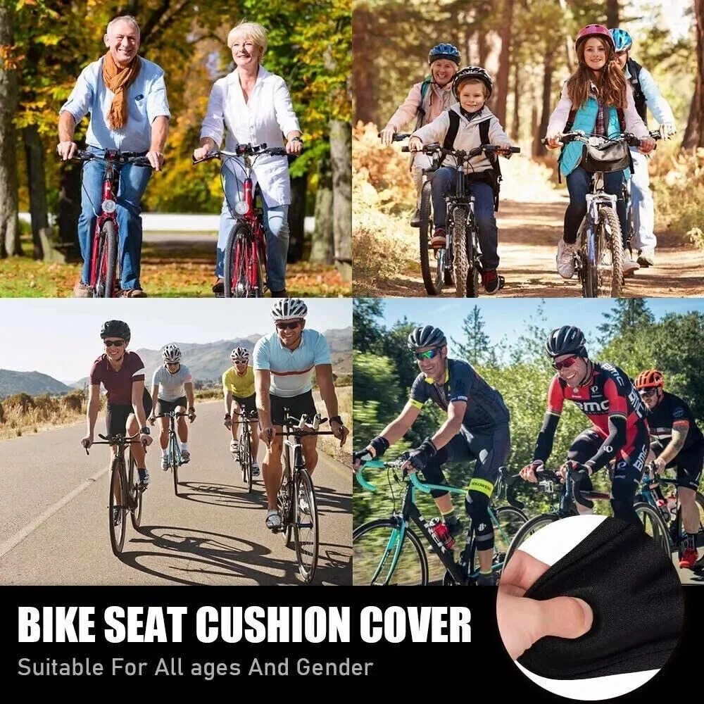 2 PCS Bike Wide Seat Cushion Cover Gel Soft Padded Mountain Bicycle Saddle Cover