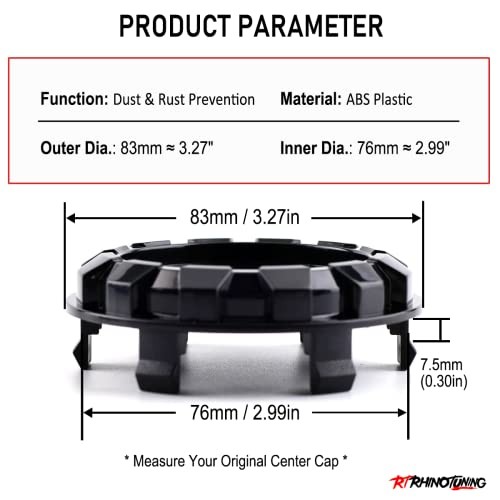 83mm(3.27in)/76mm(2.99in) Wheel Center Hub Caps for 2007-2013 Glossy Black