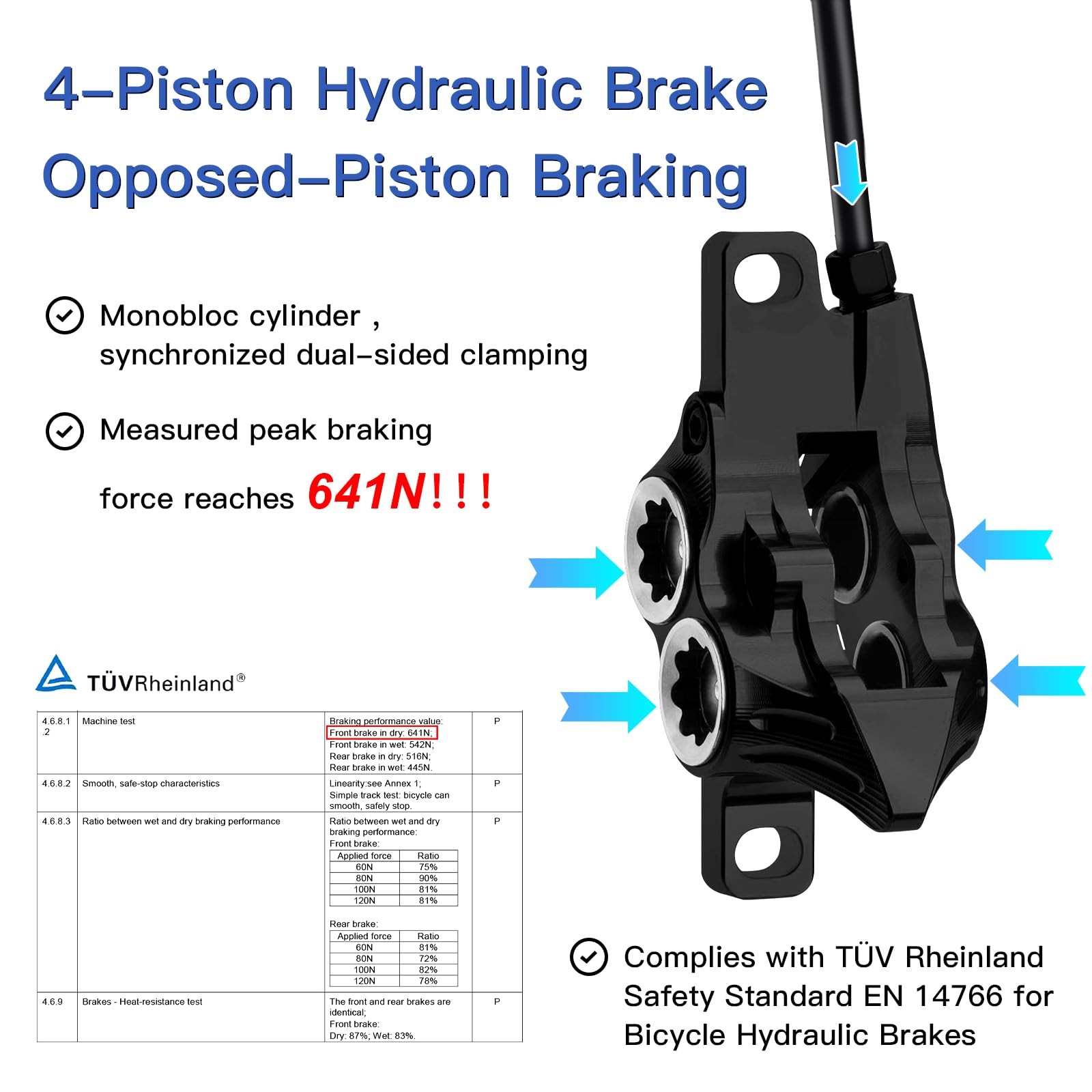IIIPRO E4 MTB Hydraulic Disc Brake Set, 4-Piston Hydraulic Brake Kit with Cer…
