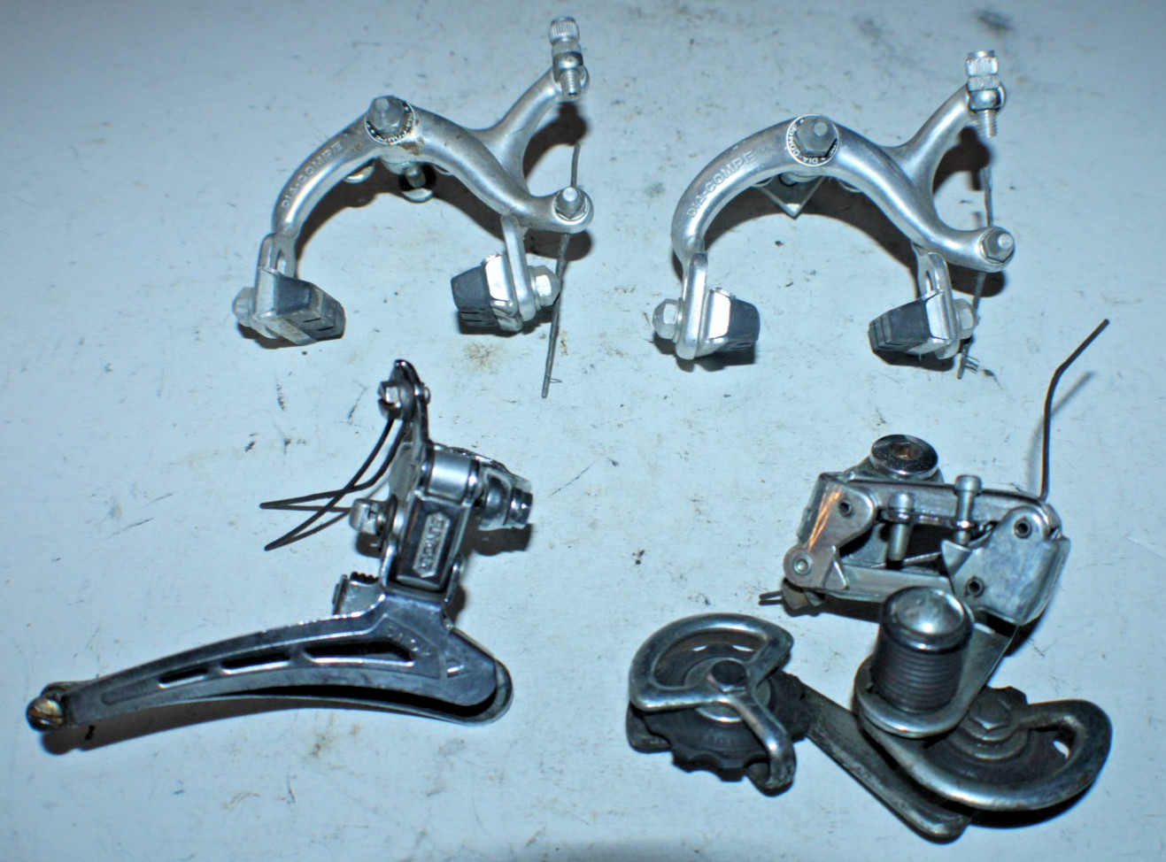 Suntour Front & Rear Derailleurs Long Reach 3×6 28.6mm Dia-Compe Brake Calipers!