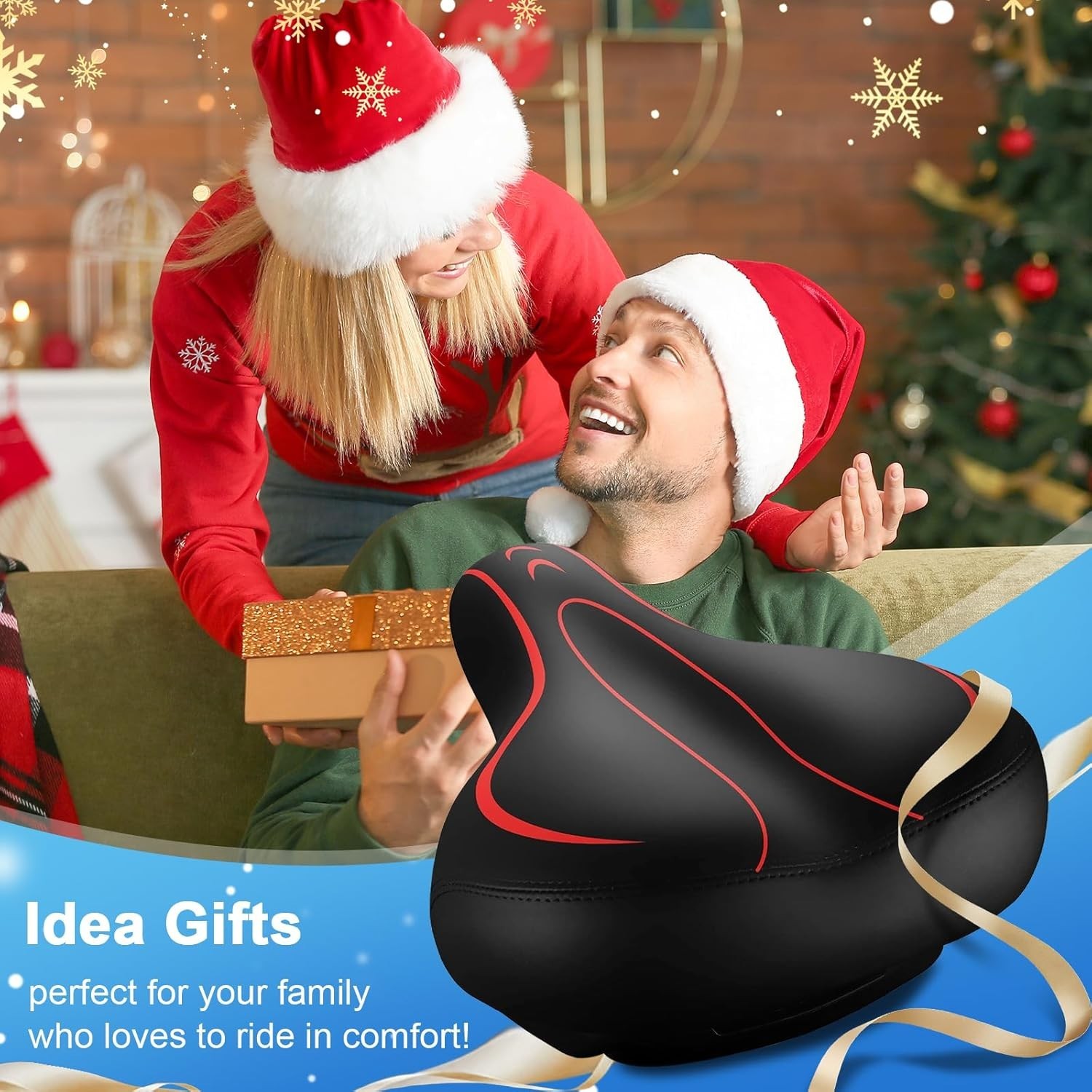 Ergonomic Oversized Bicycle Saddle – Waterproof Faux Leather, Easy Installation