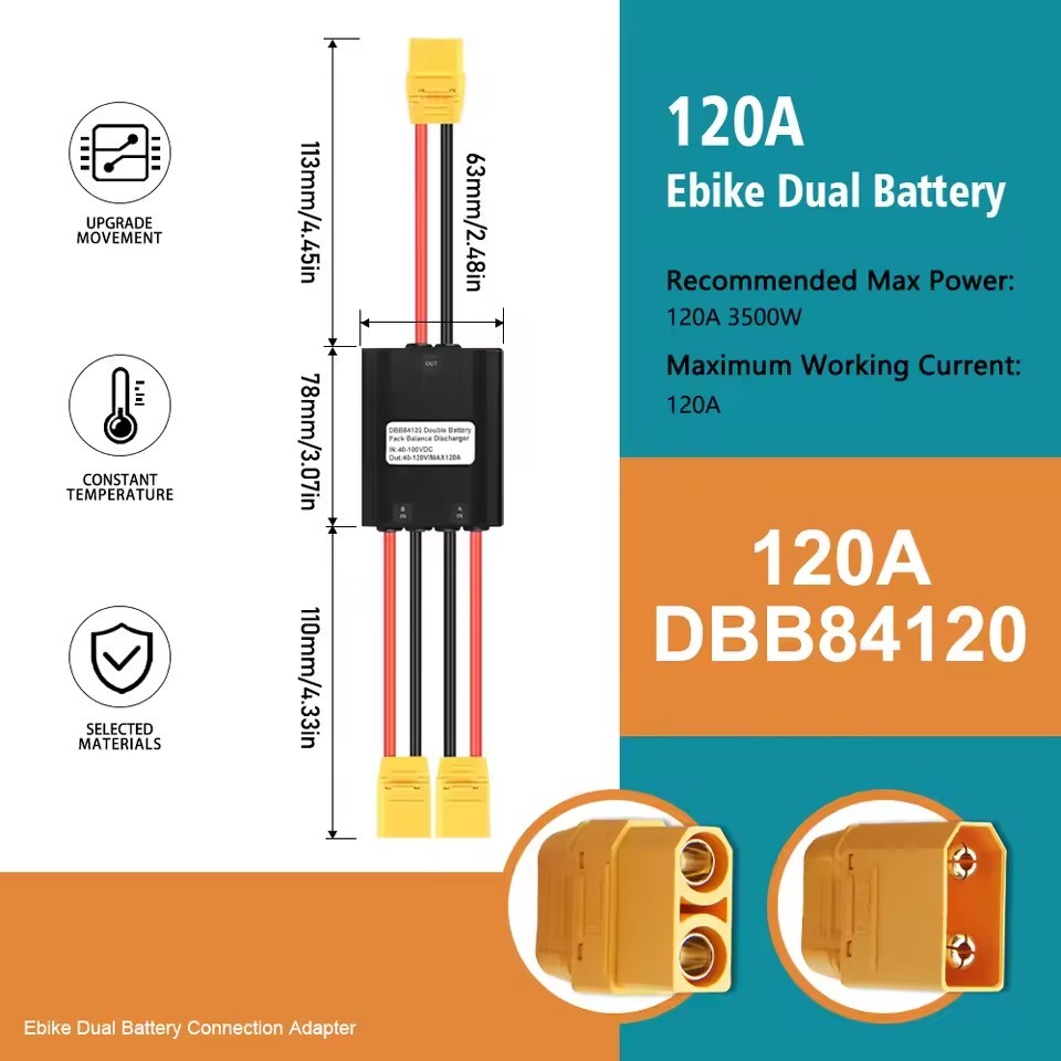 Dual Battery Discharge Converter for Ebike 20A-120A Dual Battery Pack 20V-100V