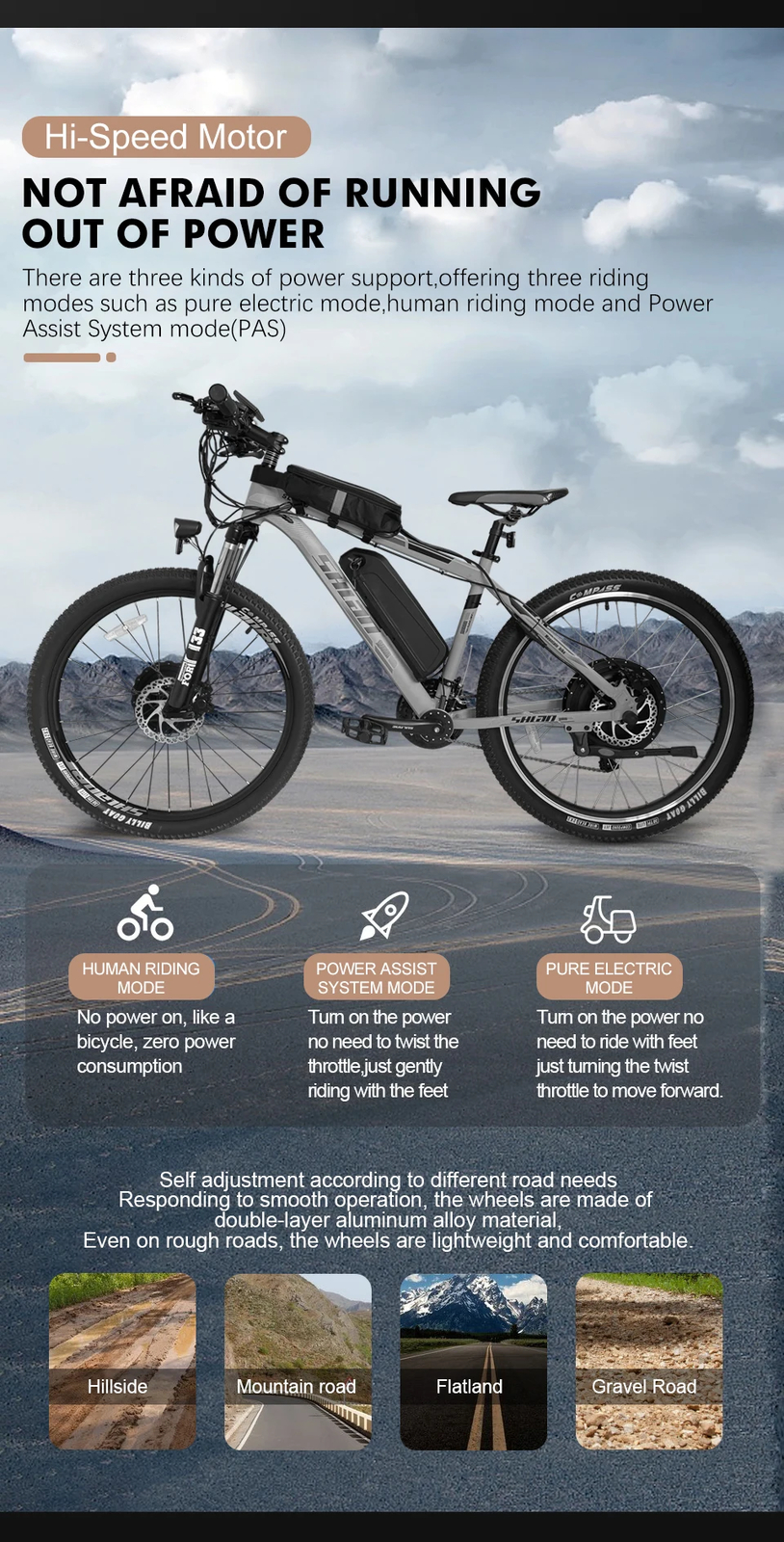 MTB Electric Bike Conversion Kit 48V 1000W Brushless Rear Rotate Hub Motor Wheel